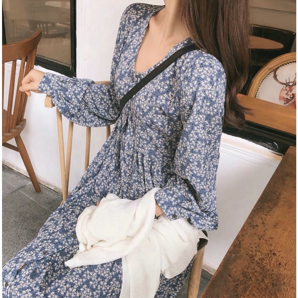 Đầm hoa vintage 2 lớp - Kèm ảnh cận chất vải #dreamy