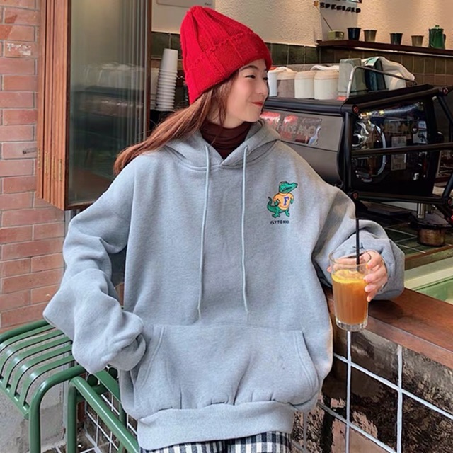 (ORDER-sẵn xanh M)Áo Hoodie in hình khủng long nỉ siêu yêu | WebRaoVat - webraovat.net.vn