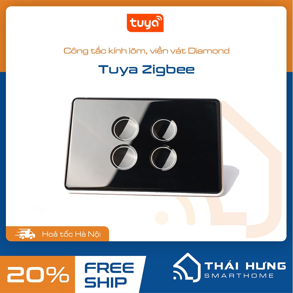 Công tắc Tuya Zigbee viền vàng, kính lõm/kính phẳng cao cấp, chữ nhật, điều khiển qua cảm ứng, điện thoại, giọng nói.