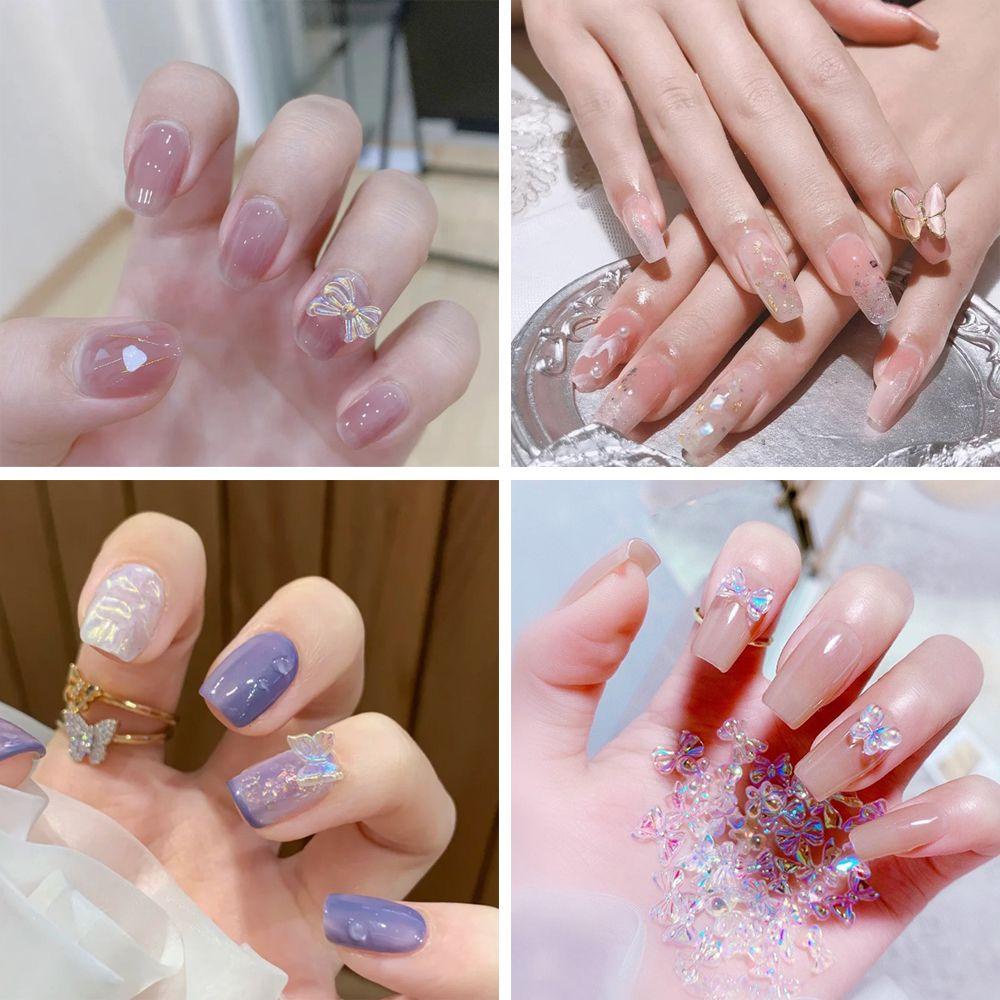 Bộ Phụ Kiện Đính Trang Trí Móng Tay 3D Hình Nơ/Gấu Lấp Lánh|Dụng Cụ Cắt Lát Trái Cây Trang Trí Móng Tay DIY