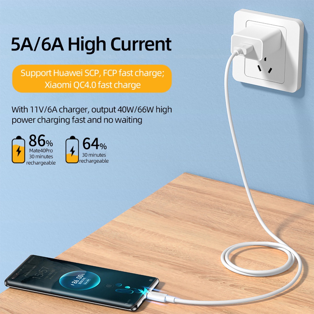 ACCEZZ Cáp dữ liệu 6A USB To C Sạc nhanh 66W Loại C Cáp PVC sạc siêu nhanh