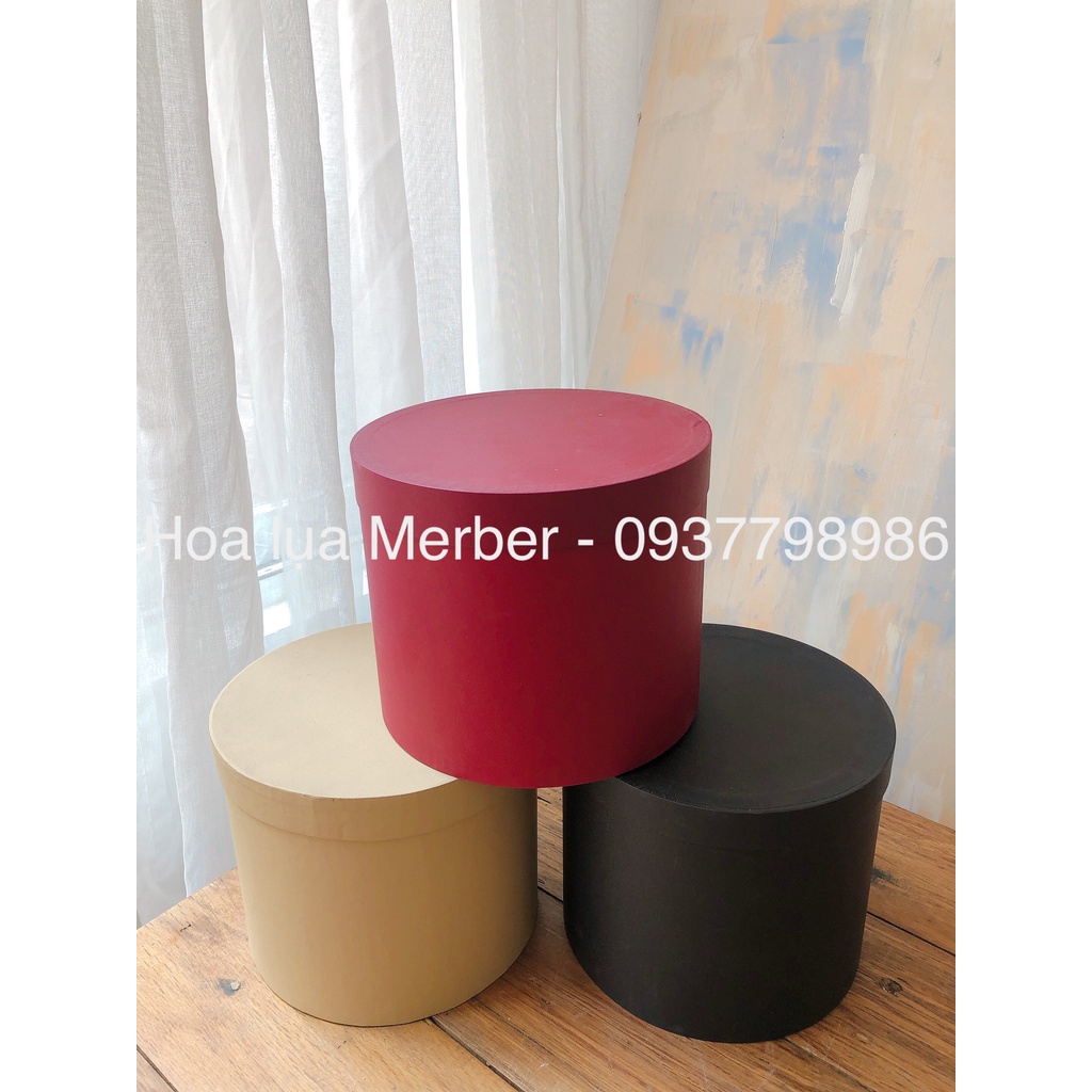 Hộp Trụ Cắm Hoa Lụa, Hoa Sáp, Hoa Tươi - Hộp Quà Tặng Cao Cấp Merber 11cm -20cm (Mơ Bơ)