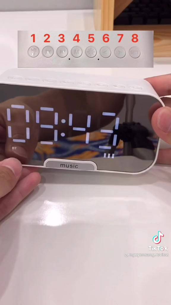 Loa đồng hồ đa chức năng HSON, loa bluetooth mini kiêm đồng hồ, báo thức, nghe FM, hiện thị đèn led màn hình tráng gương | BigBuy360 - bigbuy360.vn