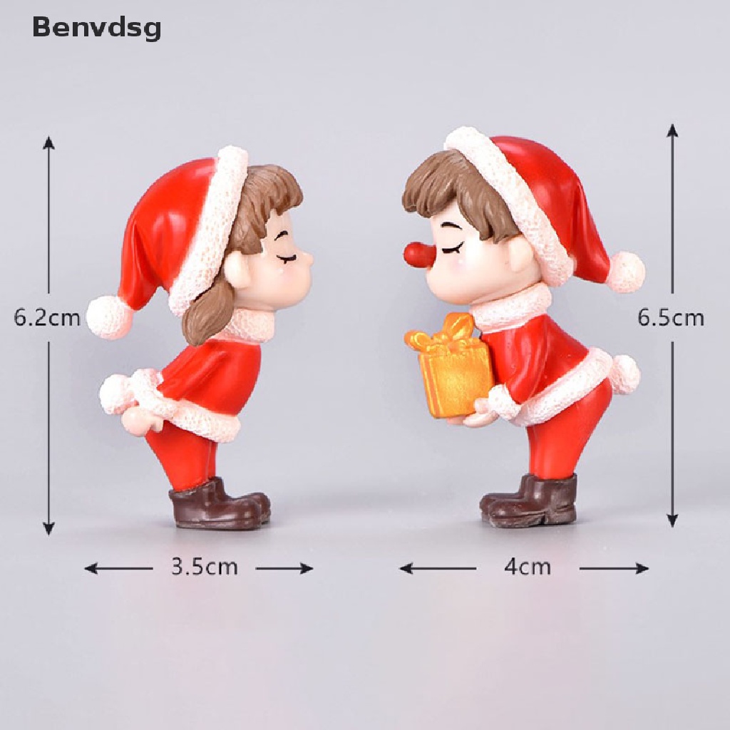 Set 2 Mô Hình Cặp Đôi Giáng Sinh Mini Bằng Nhựa Resin Đáng Yêu Dùng Trang Trí