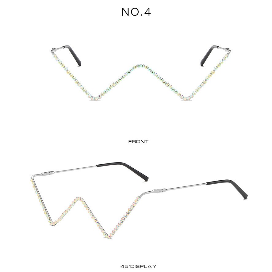 European and American cat-eye V-shaped diamond-studded personalized triangle glasses Without Lens