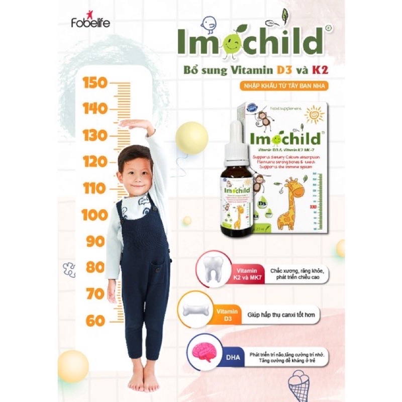 Imochild D3 K2 DHA giúp bé cao lớn thông minh tăng sức đề kháng