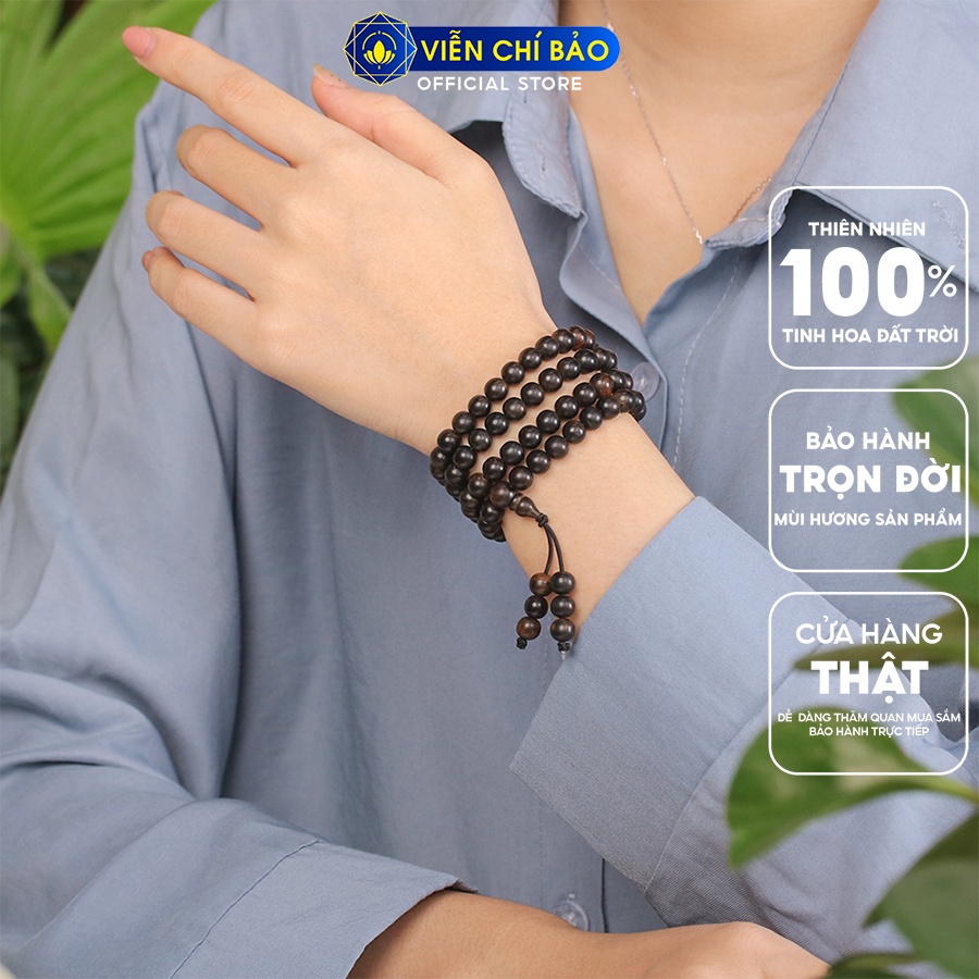 Vòng tay Trầm Hương nam nữ chuỗi 108 hạt trầm Indo 8mm  thời trang phụ kiện trang sức  Viễn Chí Bảo V000769