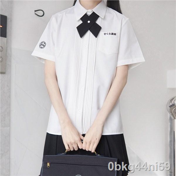 ✾[bài báo gai] nguyên bản đồng phục JK nữ đại học ngắn tay cơ áo sơ mi trắng phong cách thêu Nhật mùa hè