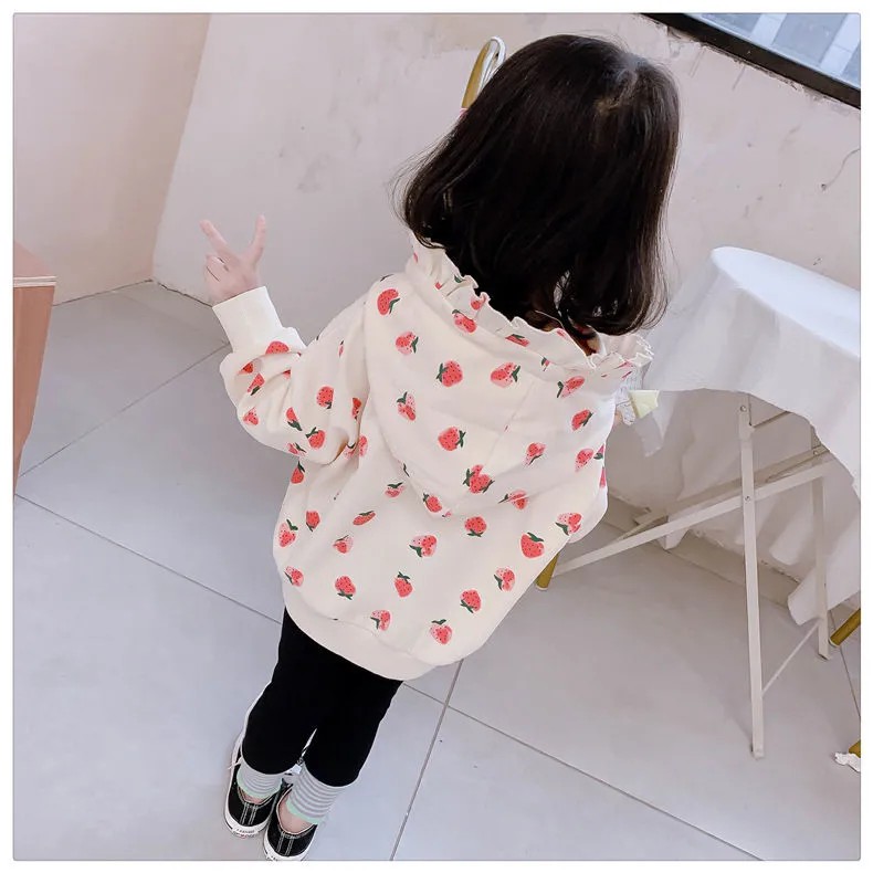 ❤Áo Hoodie họa tiết dâu tây xinh xắn theo phong cách xuân thu dành cho nữ 2021