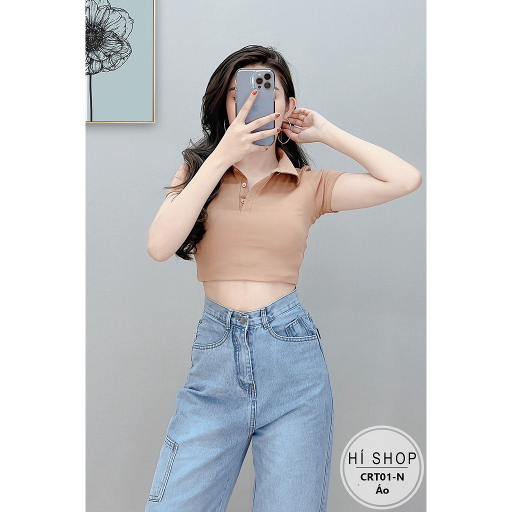 ÁO CROPTOP KIỂU POLO TAY NGẮN CÓ CỔ HÀNG CAO CẤP CRT01 - Hí Shop