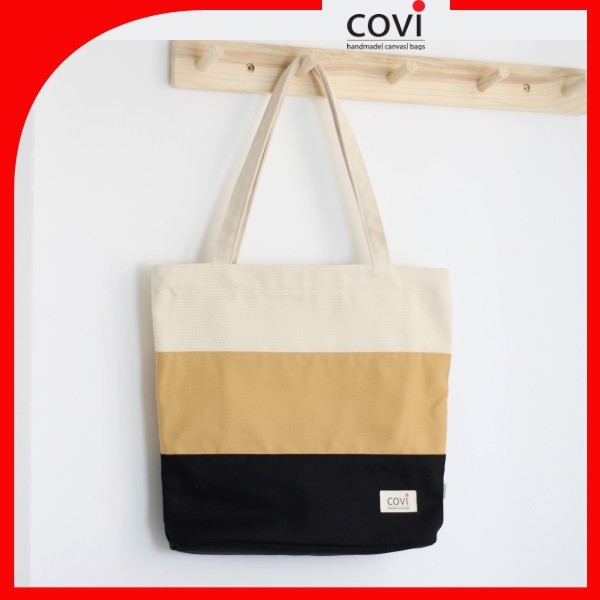 Túi vải canvas Hàn quốc, túi vải bố có khóa kéo thời trang COVI nhiều màu sắc T9