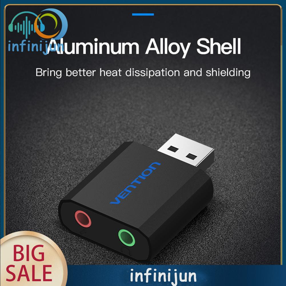 Card âm thanh rời Vention màu đen chuyển đổi từ cổng USB sang giắc 3.5MM | BigBuy360 - bigbuy360.vn