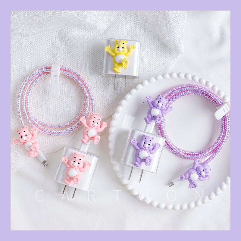 Vỏ bọc bảo vệ củ sạc và cáp sạc họa tiết hoạt hình thích hợp cho iPhone 13 11pro max 12pro