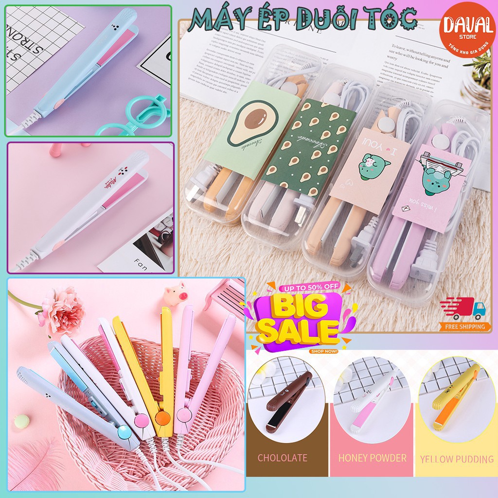 MVP1759 Máy kẹp - duỗi tóc - xù tóc mini hình thú có hộp nhựa đựng