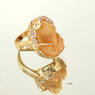 Nhẫn tỳ hưu kim mai tích ngọc mạ vàng - tặng bông tán phấn 20k