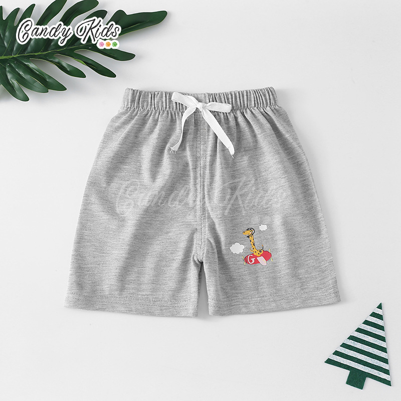 Quần Short Vải Cotton Màu Trơn Thời Trang Mùa Hè Cho Bé 1-7 Tuổi