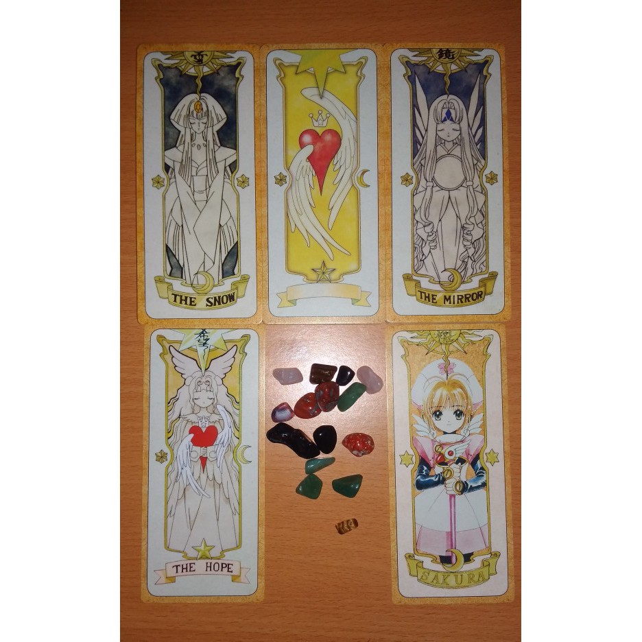 Sakura thủ lĩnh thẻ bài clow nâu Tarot bản chuẩn tặng đá thanh tẩy