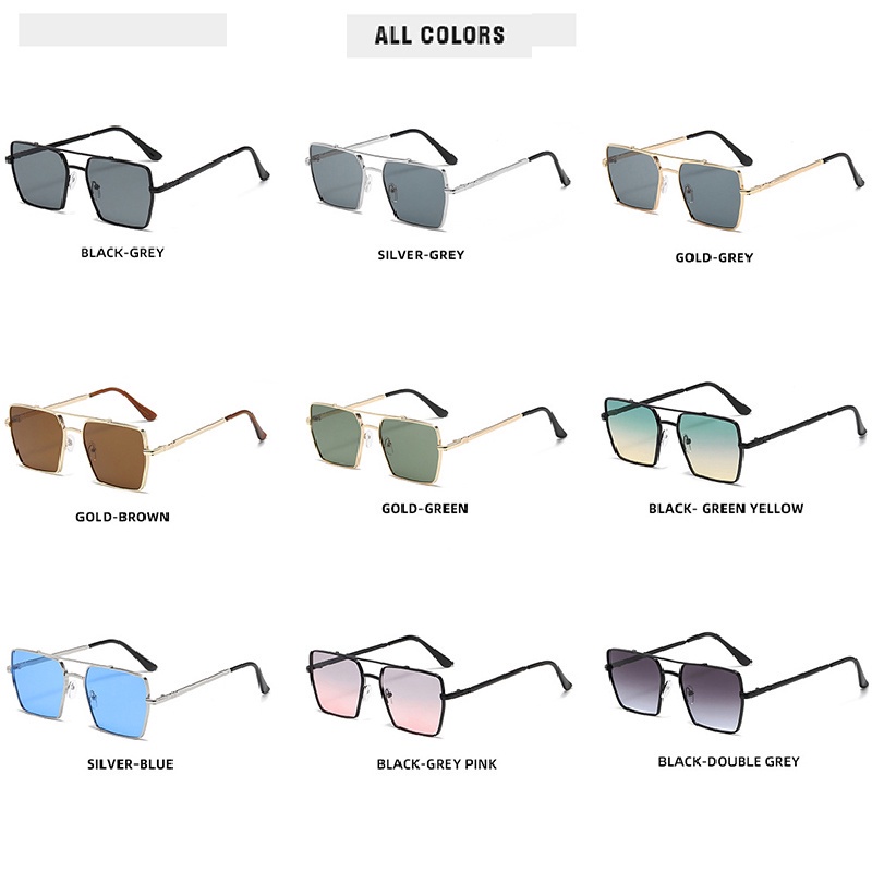 Kính Mát Gọng Kim Loại Hai Chùm Màu Gradient Thời Trang