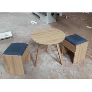 Bàn trà tròn vân gỗ 50x50