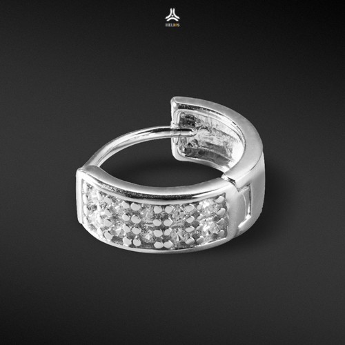 Khuyên tai bạc nam, nữ HeliSilver Glory - Đá Trắng KTB103