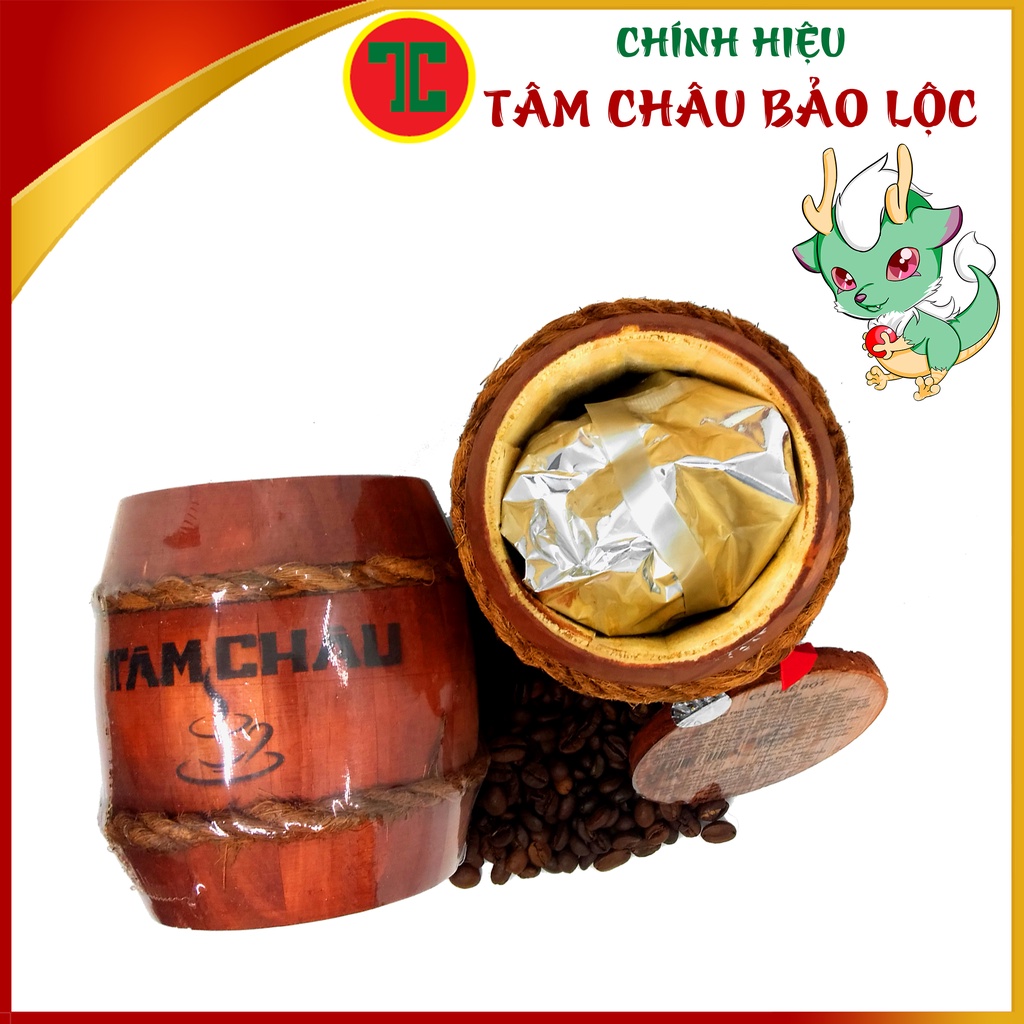[TÂM CHÂU]Cafe Tâm Châu - Coffee Hộp Trống gỗ 150Gr - Chính hiệu TÂM CHÂU BẢO LỘC