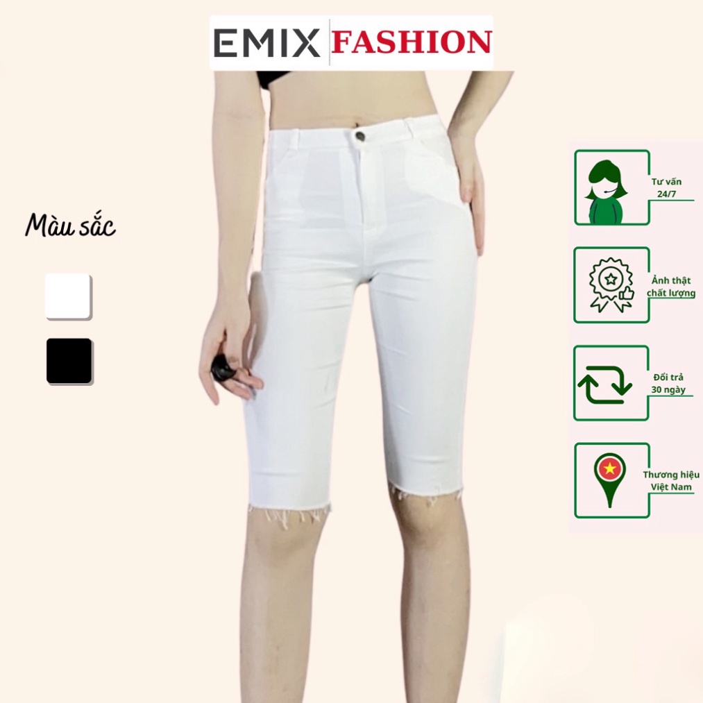 Quần jeans ngố rách gối EMIX (2 màu), dáng ngắn 55cm, cạp cao, chất jean co giãn, vải mềm, không bai xù 041