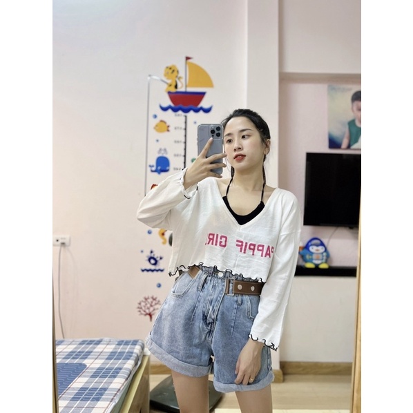 Set áo croptop dài tay