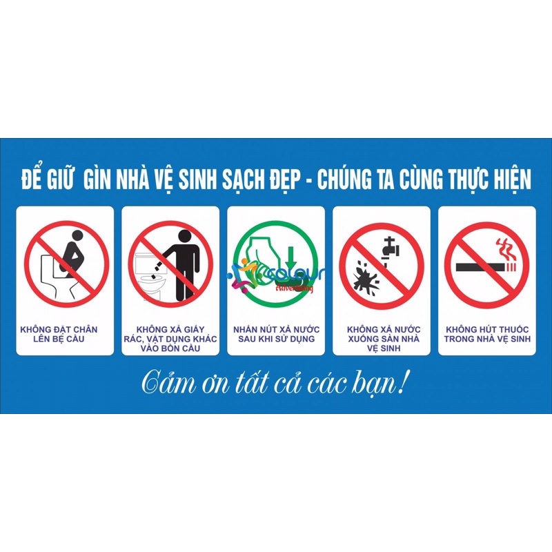 Poster/Sticker tấm decal dán biển báo nhà vệ sinh, toilet, restroom, nhà tắm, WC... chống nước