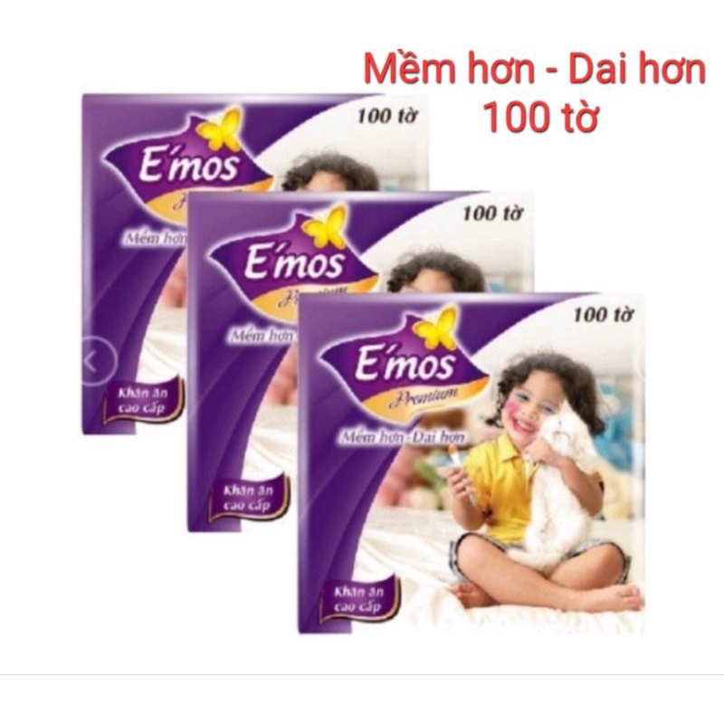 [ Combo 10 Gói ] Giấy Ăn Cao Cấp E'mos mềm hơn dai hơn