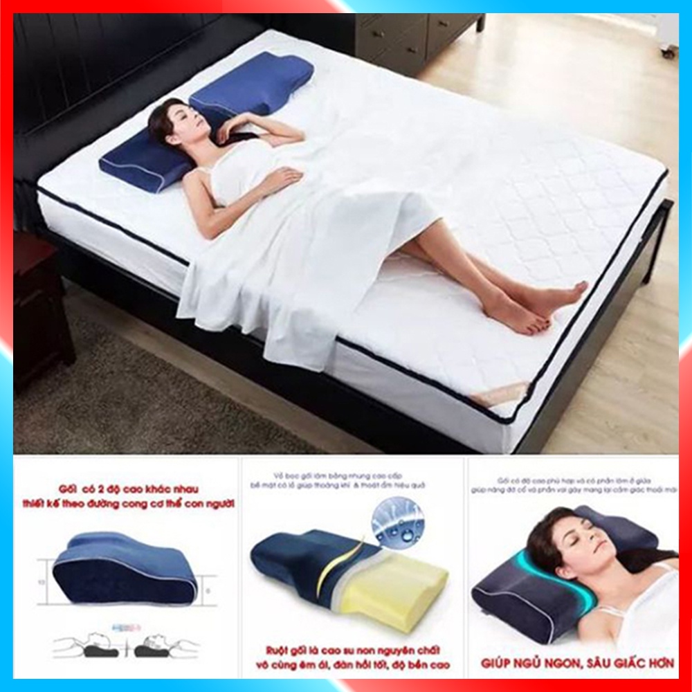 Gối ngủ nhanh cao cấp chống mất ngủ, chống đau mỏi vai ngáy, gối ngủ cao su non điều trị mất ngủ, chống thoái hóa đốt số