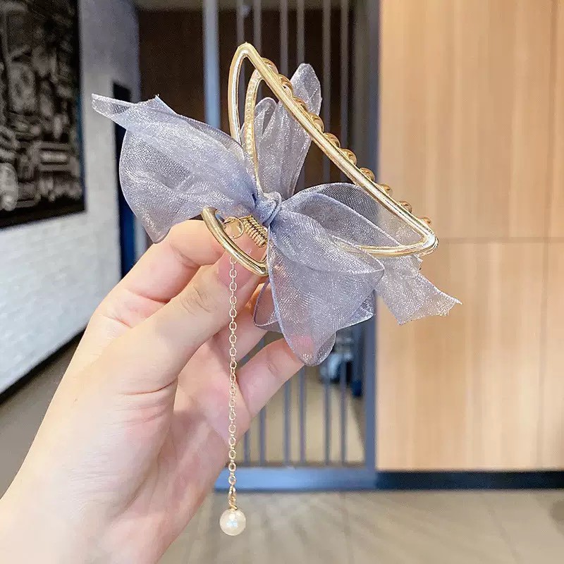 Kẹp tóc ren phong cách Hàn Quốc, kẹp nơ xinh, sang chảnh, kẹp còng cua thời trang dành cho nữ