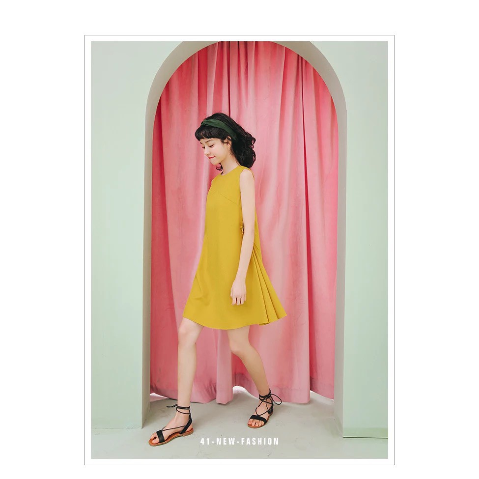 Đầm suông phối nơ sườn dễ thương cho phái nữ