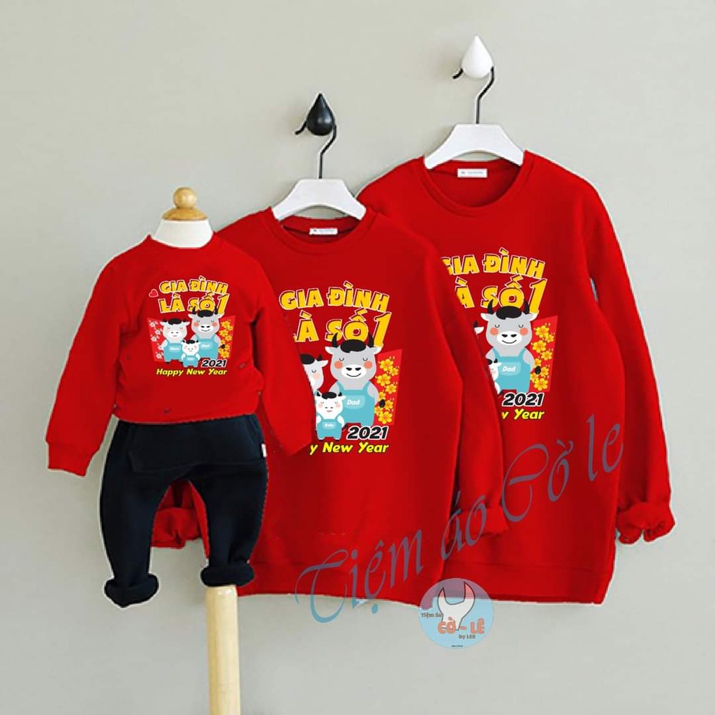 Áo SWEATER TẾT 2022 thu đông dài tay gia đình 3/4/5 người-áo đôi cặp phom rộng chất đẹp đủ size từ bé 5-90 kí [giá sĩ á]