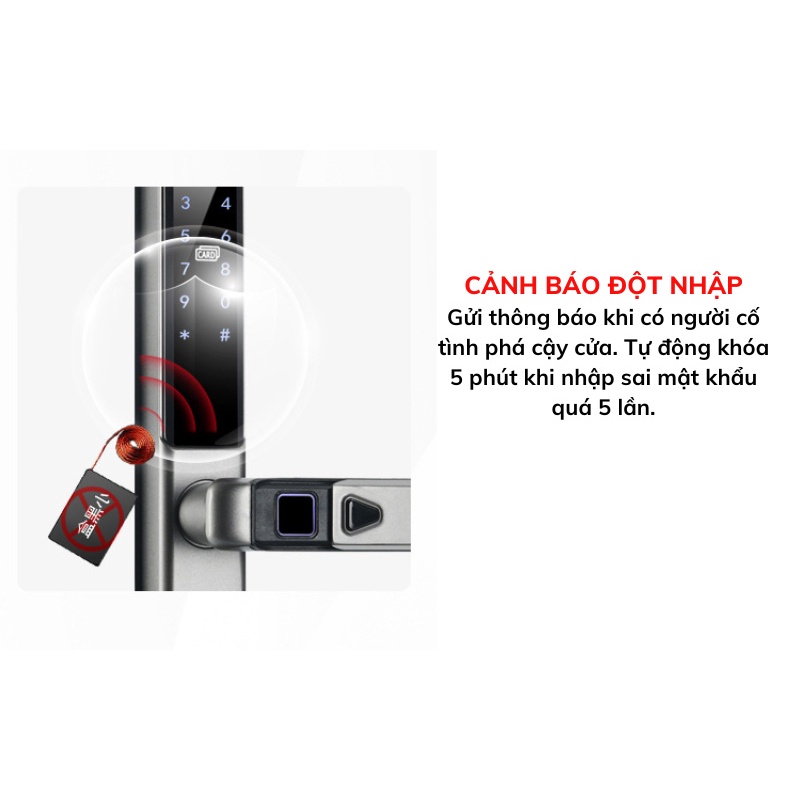 Khóa vân tay cửa nhôm Xingfa thông minh J02 dùng app TUYA - Phù hợp cửa nhôm XINGFA và cửa gỗ - BH 12 tháng