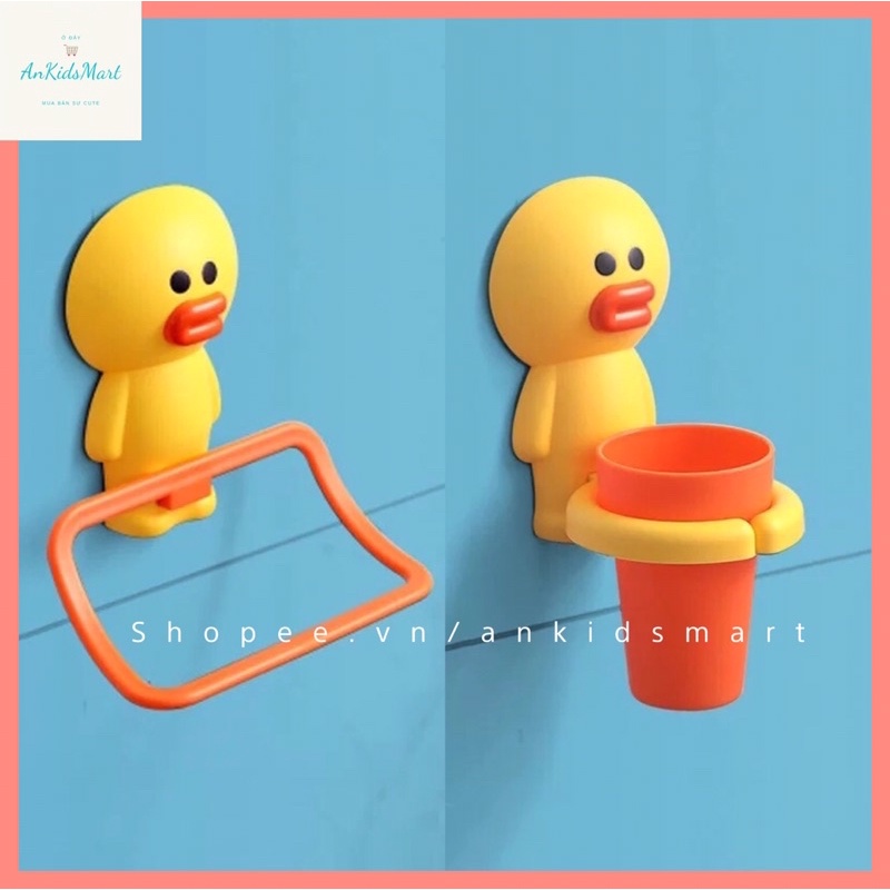 Bộ cốc, khay đựng xà bông, giá treo khăn hình hoạt hình dễ thương