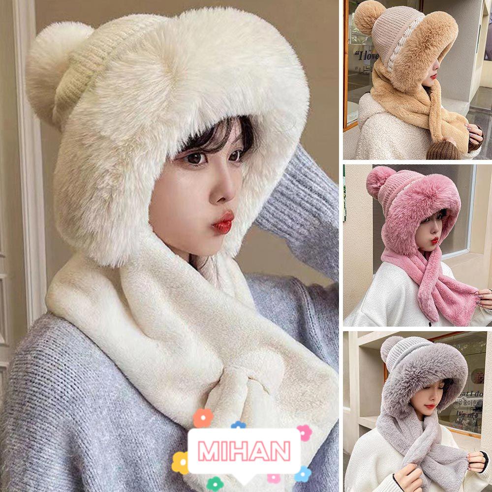 Mũ Len Kèm Khăn Choàng Cổ 2 Trong 1 Thời Trang Mùa Đông Cho Nữ MIHAN1