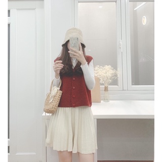 Áo len ghi lê trơn nút tròn