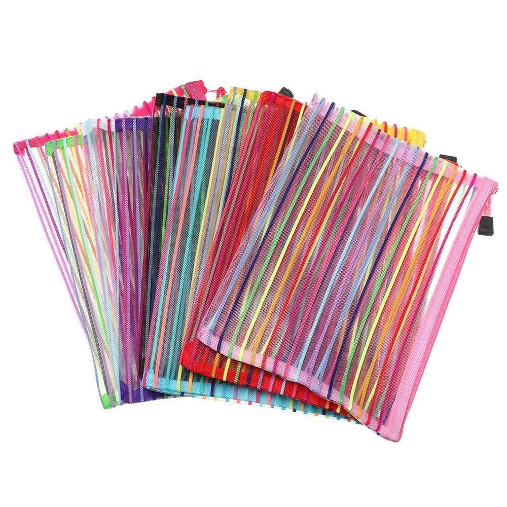 1 Túi Đựng Bút Chì / Mỹ Phẩm / Tiền Xu Bằng Nylon Màu Sắc Cầu Vồng