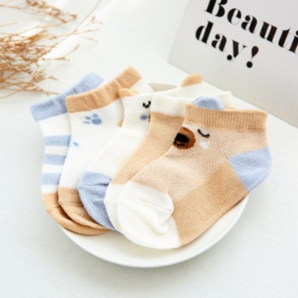 Tất điều hòa cho bé, set 5 đôi tất cổ thấp Kid's socks đủ size từ 0-3 tuổi