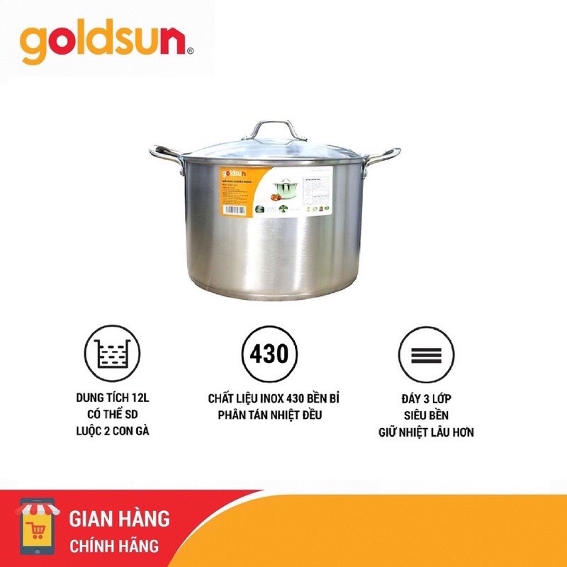 Nồi luộc gà inox Goldsun GE43-1302SG size 26-28-30cm dùng cho tất cả loại bếp(TỪ, GA, HỒNG NGOẠI)