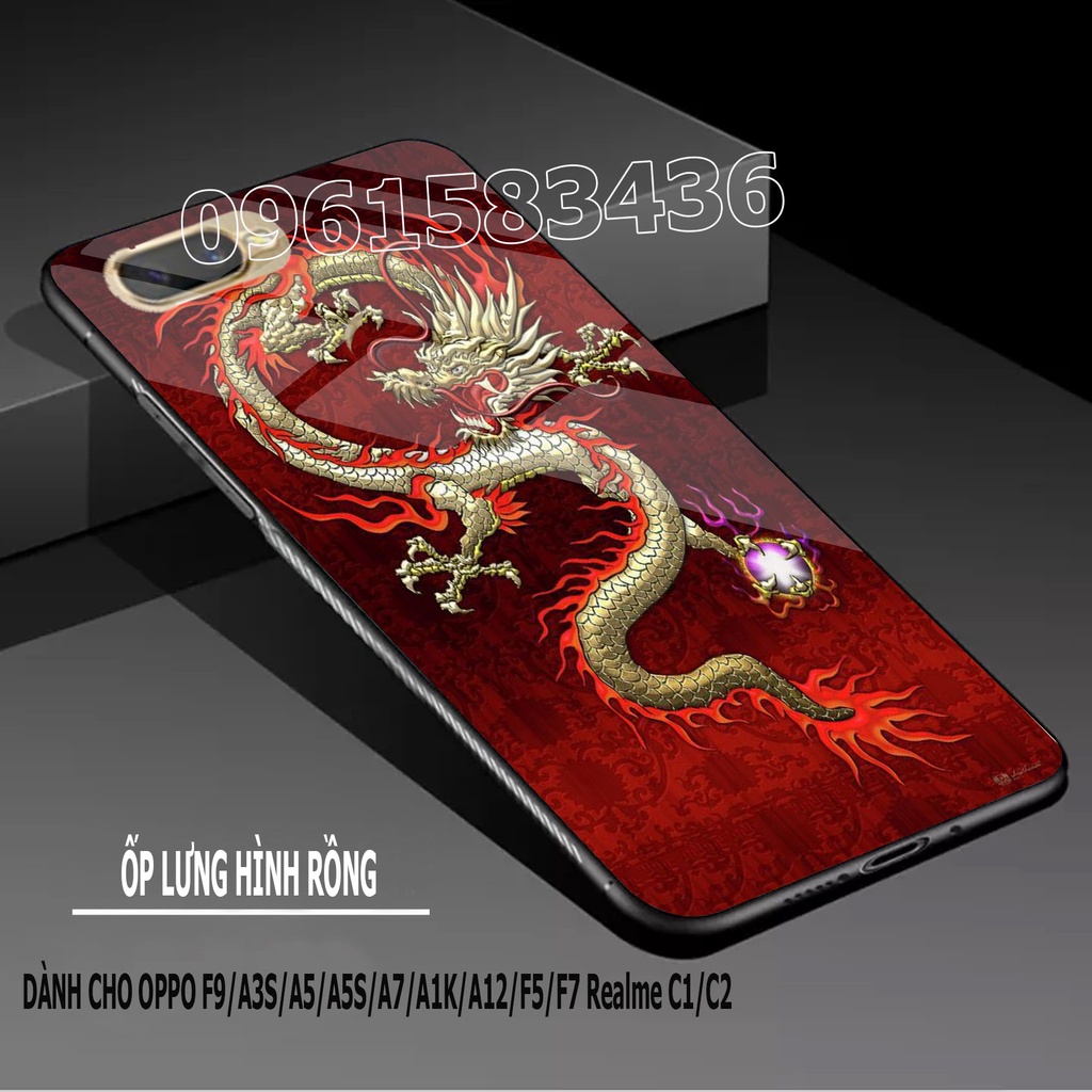 Ốp lưng điện thoại kính bóng hình rồng dành cho Oppo F9/A3S/A7/A5S/A12/A5/F7/F5/A1K và Realme C1/C2...
