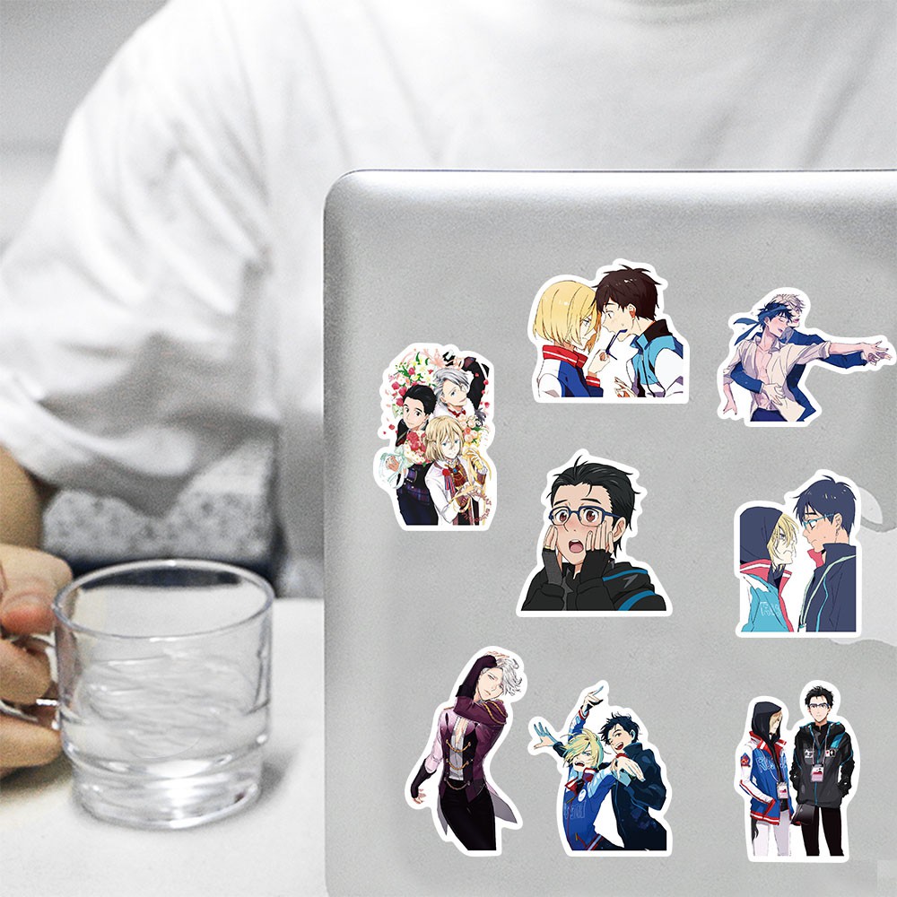 Bộ 50 cái nhãn dán trang trí hình hoạt hình Yuri!! On Ice
