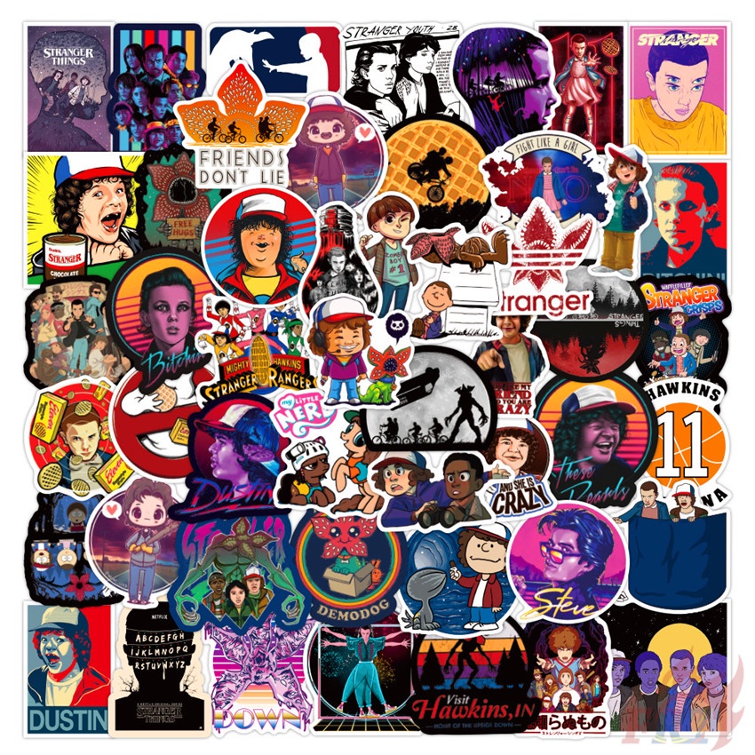 Set 50 miếng dán phong cách Stranger Things - Series 01 Netflix TV Joyce Byers trang trí hàn lý/ laptop/ ván trượt DIY