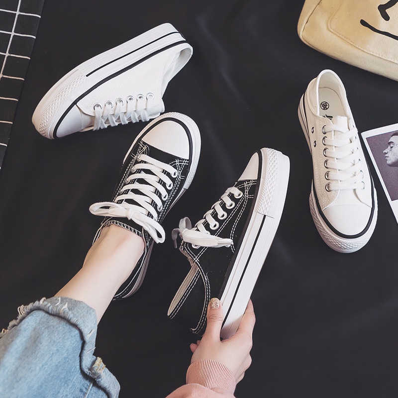 Giày Lười Vải canvas Đế Dày Hai Cách Mang Phong Cách Hàn Quốc Thời Trang Xuân Hè Cho Nữ