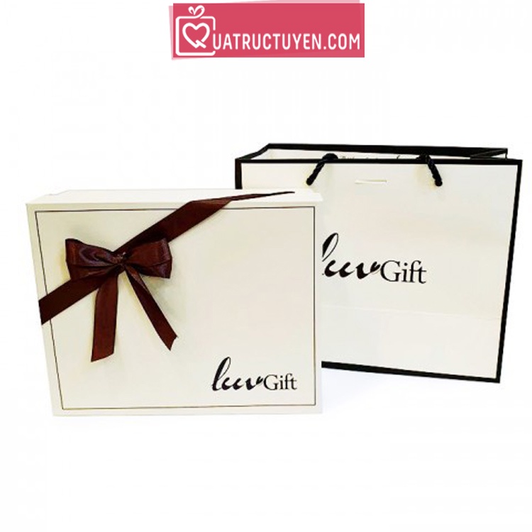 Hộp đựng quà LuvGift kèm túi, Hộp quà Kraft có rơm lót tặng sinh nhật, bạn trai, bạn gái, thầy cô