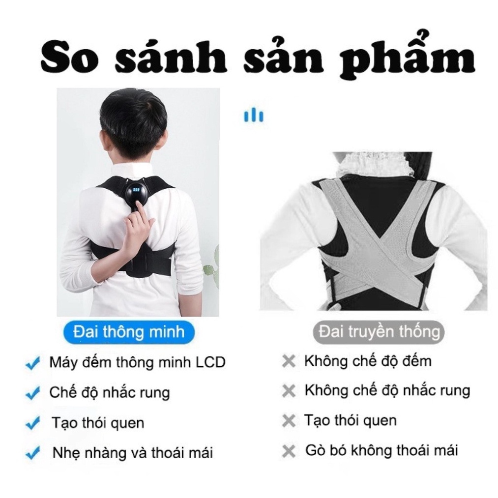 Xóa Gù Lưng🧒Nẹp lưng thông minh Nhật Bản 2022, Đai rung chống gù trẻ em giúp cho bé ngồi đúng tư thế khi học bài