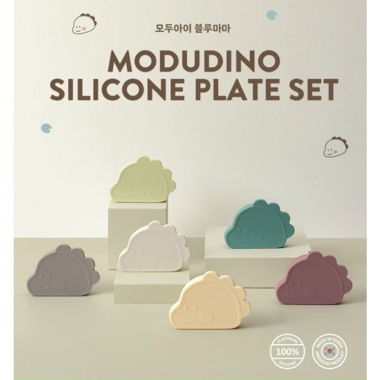 Khay ăn dặm hình khủng long, có kèm nắp đậy _Modui_bluemama chính hãng