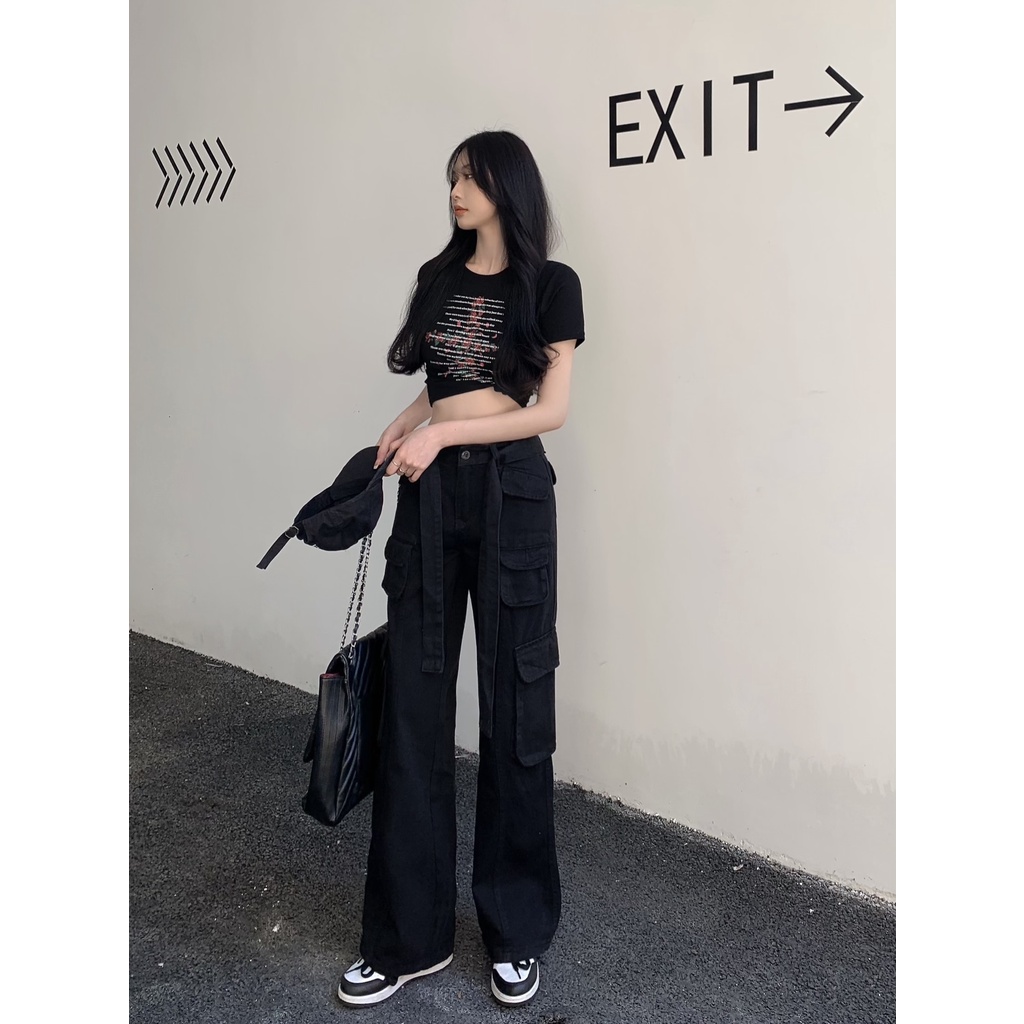 Quần Jeans Dài Ống Rộng Phong Cách retro Thời Trang Cho Nữ