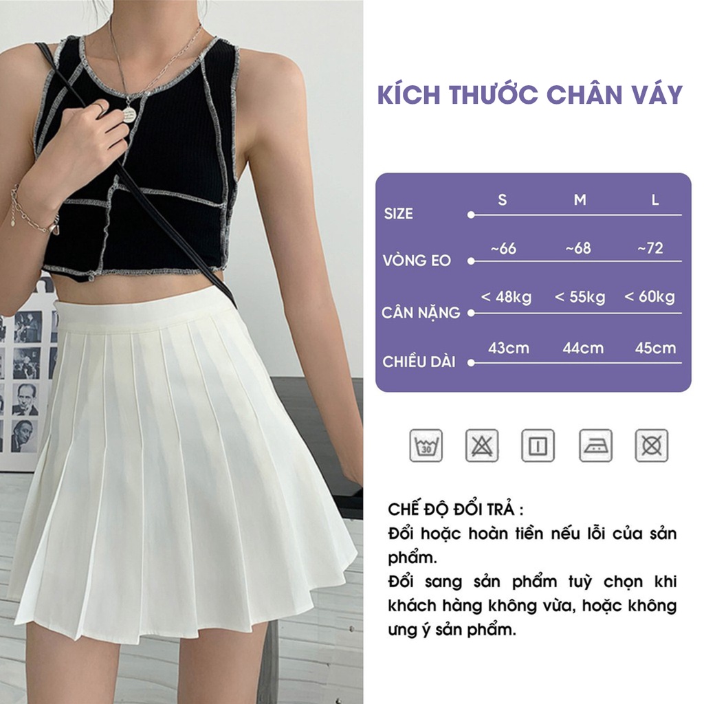 Chân váy tennis ngắn xếp ly 23Closet lưng cao dáng chữ a xòe cá tính trắng đen ulzzang cạp cao cao cấp -CV01 | BigBuy360 - bigbuy360.vn