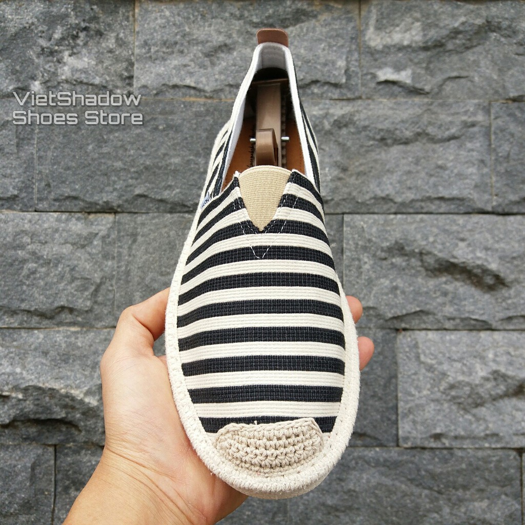 Slip on nam - Giày lười vải nam cao cấp - Vải thô sọc đen - Mã SP 2906 | BigBuy360 - bigbuy360.vn